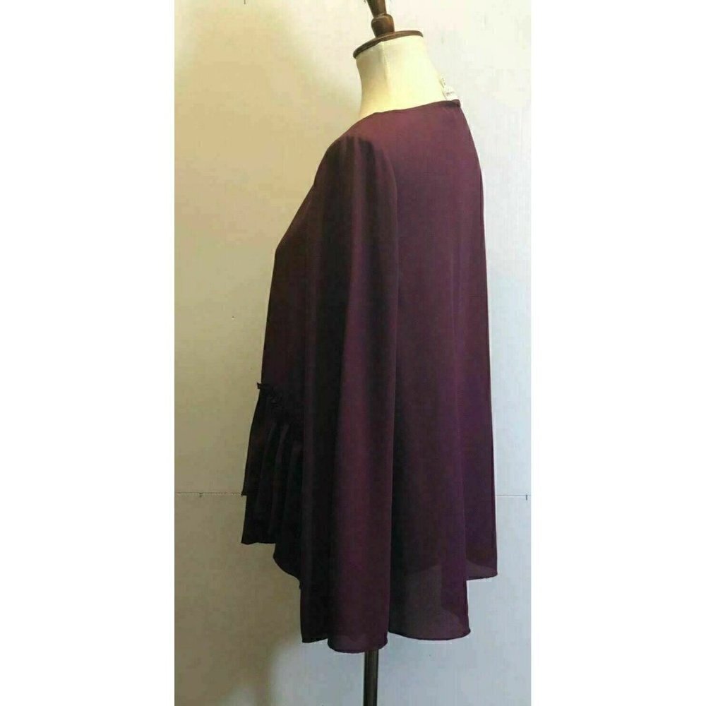 Maison Jules Women's Ruffle Long Sleeve Savory Wine Blouse Top Size M BC - Picture 3 of 7